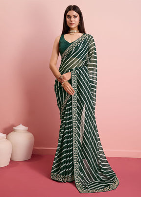 Green Georgette Saree With Blouse Piece