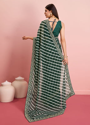 Green Georgette Saree With Blouse Piece