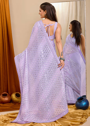 Lavender Georgette Saree With Blouse Piece