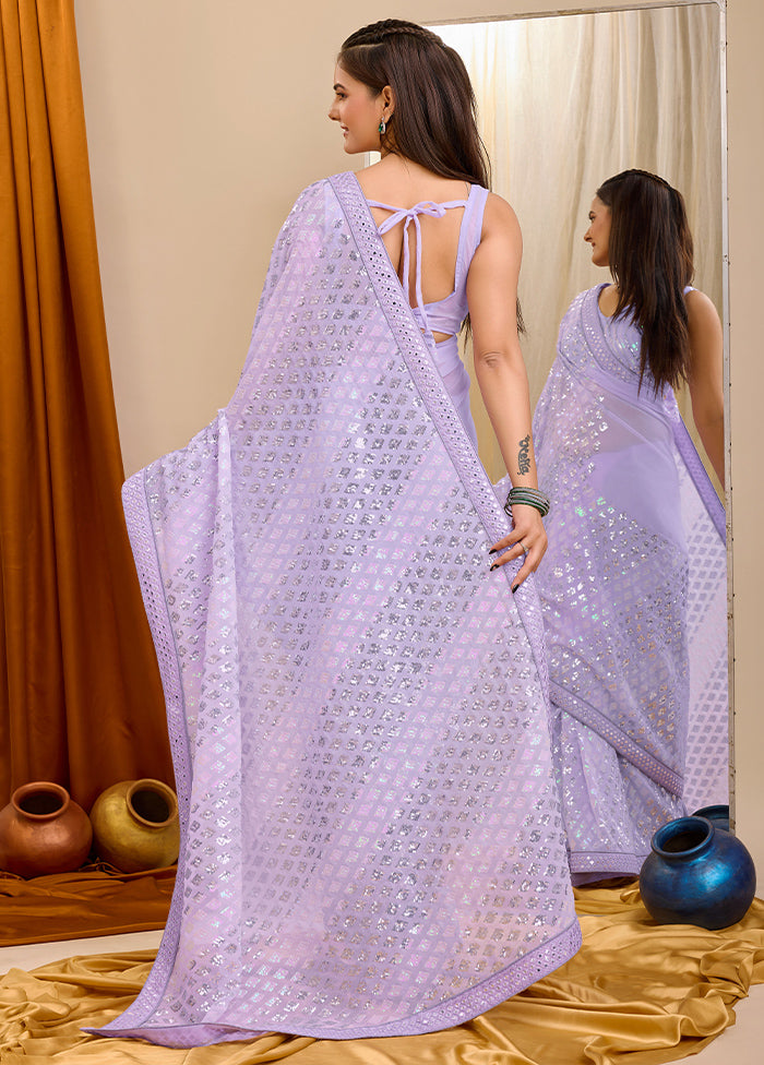 Lavender Georgette Saree With Blouse Piece