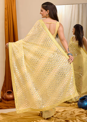 Yellow Georgette Saree With Blouse Piece