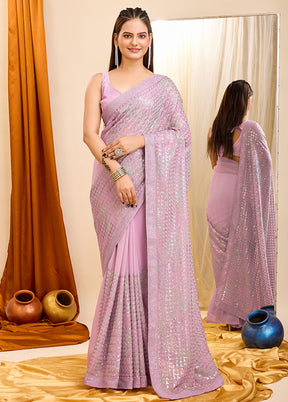 Pink Georgette Saree With Blouse Piece