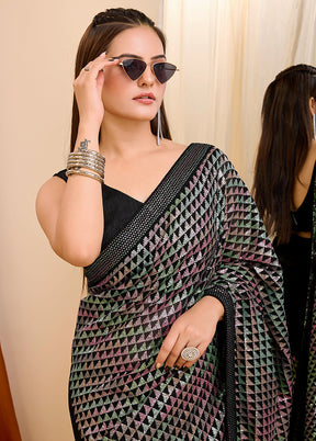 Black Georgette Saree With Blouse Piece