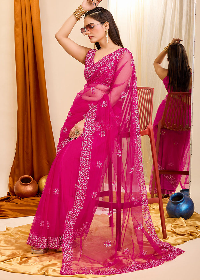 Rani Net Net Saree With Blouse Piece