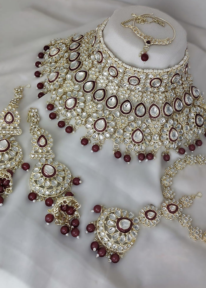 Maroon Alloy Jewellery Set