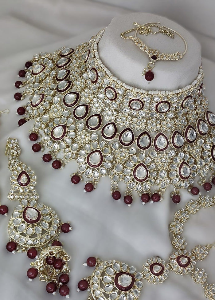 Maroon Alloy Jewellery Set