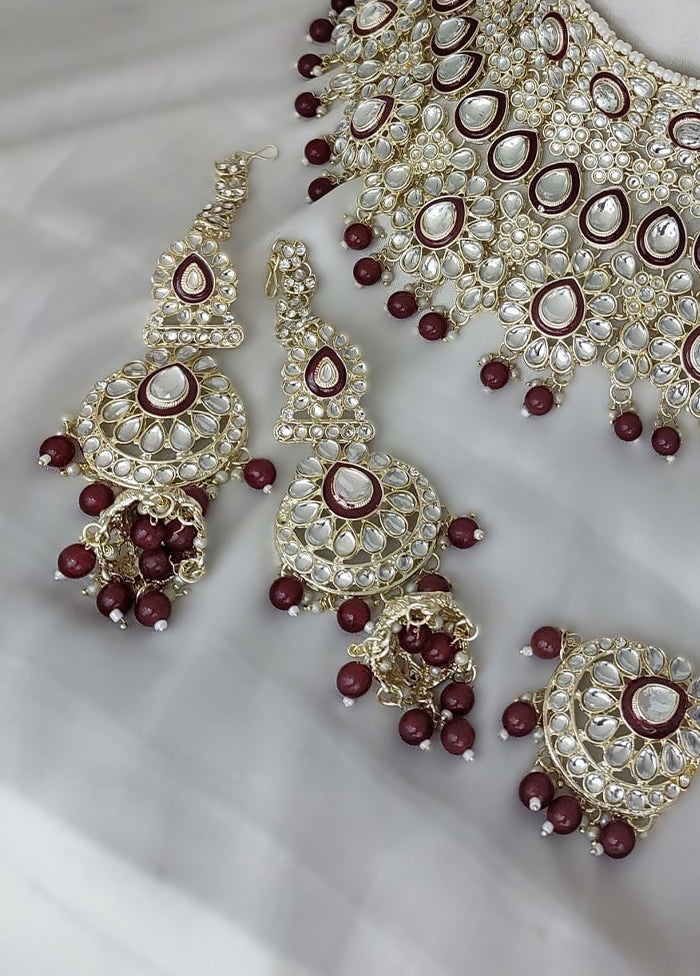 Maroon Alloy Jewellery Set