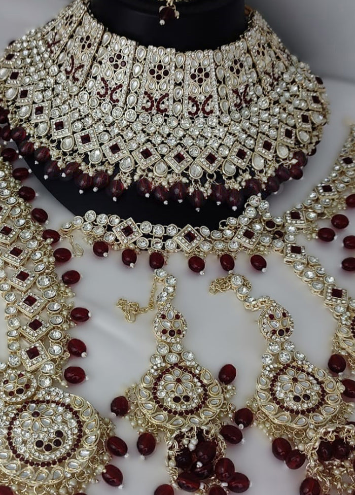 Maroon Alloy Jewellery Set