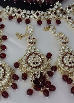 Maroon Alloy Jewellery Set