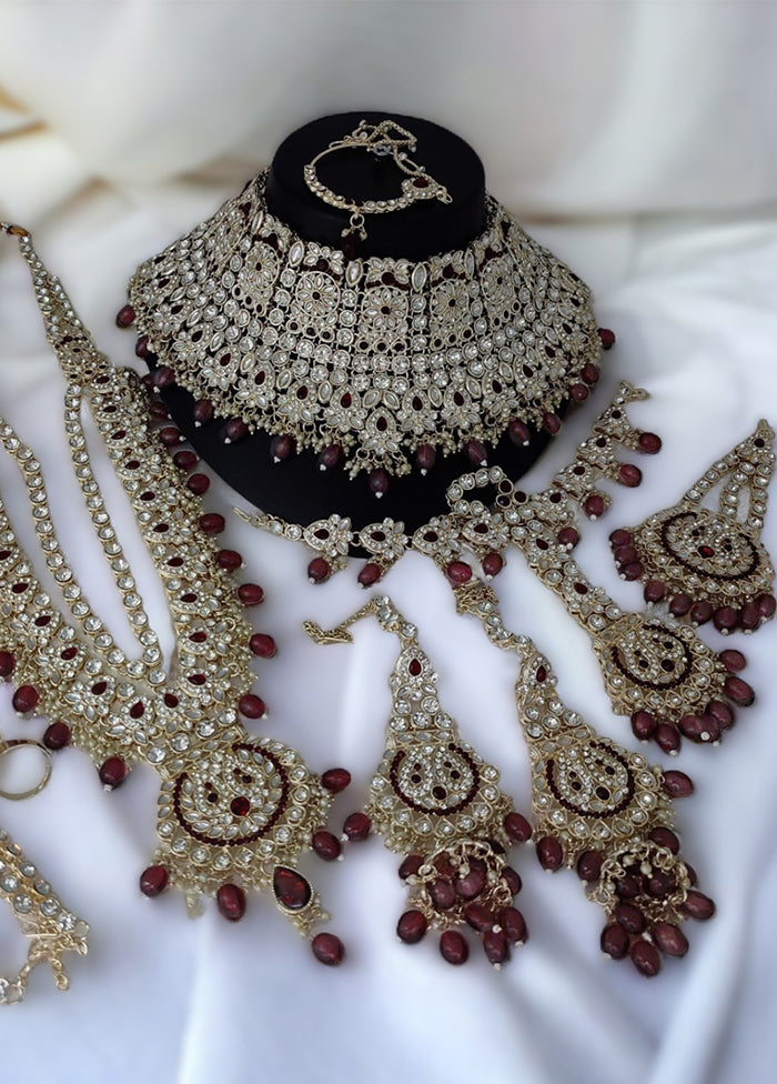 Maroon Alloy Jewellery Set