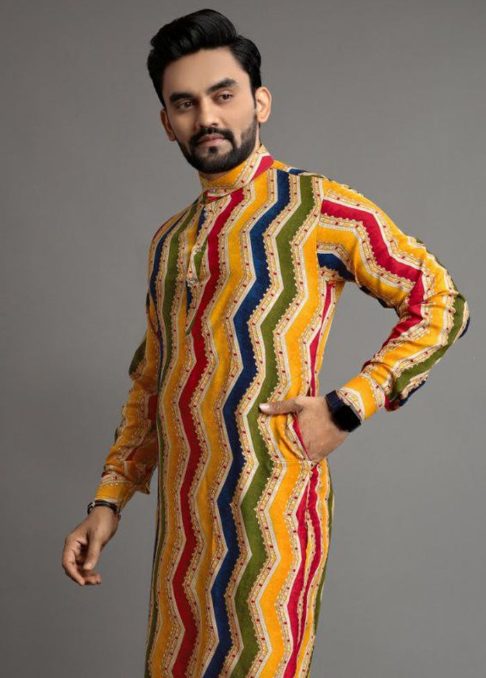 Multicolor Cotton Kurta And Pajama Set