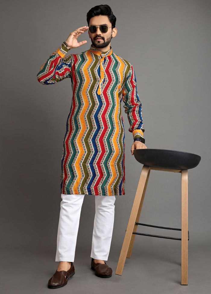 Multicolor Cotton Kurta And Pajama Set