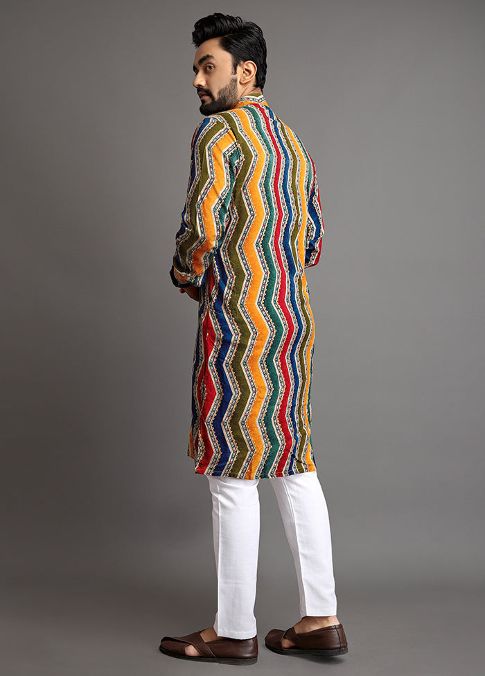 Multicolor Cotton Kurta And Pajama Set