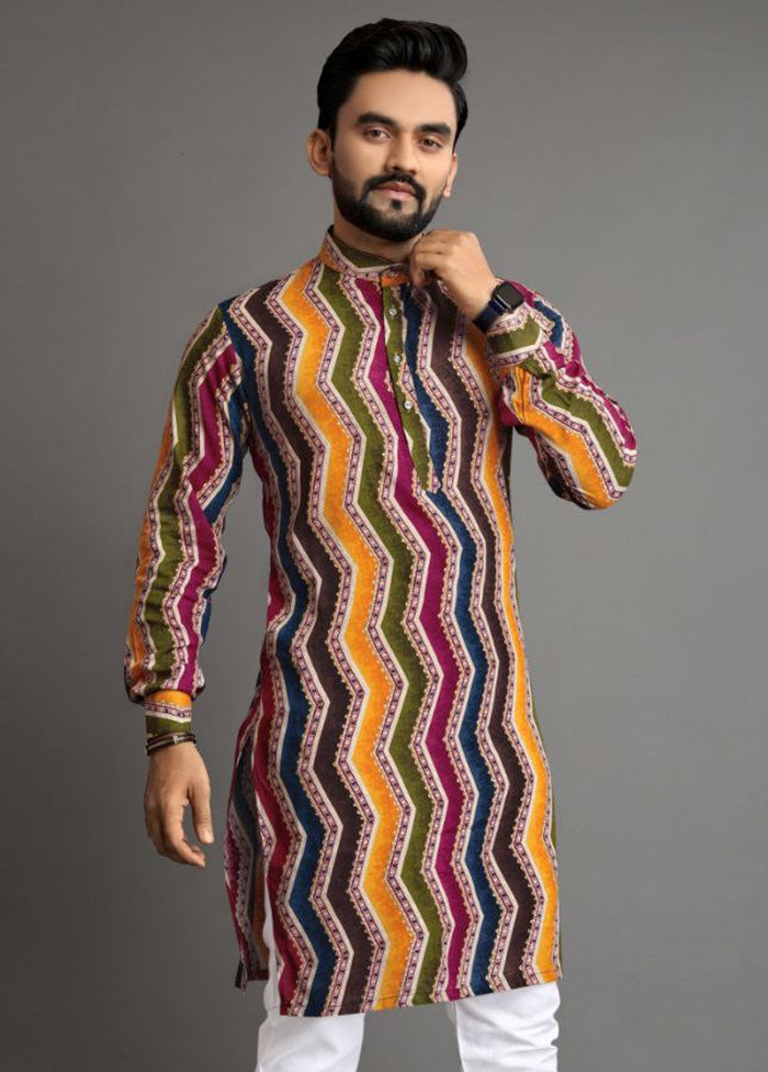 Multicolor Cotton Kurta And Pajama Set