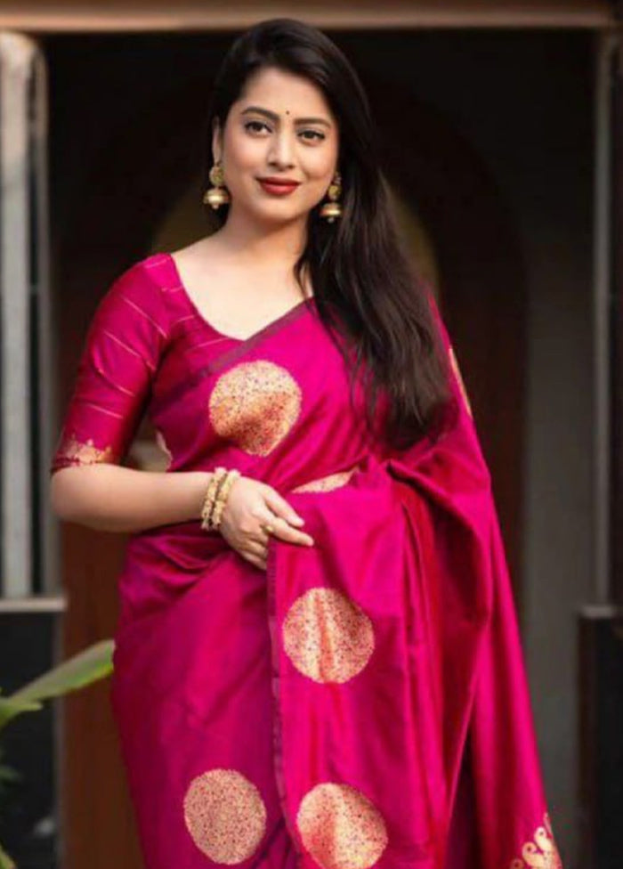 Rani Banarasi Silk Saree With Blouse Piece