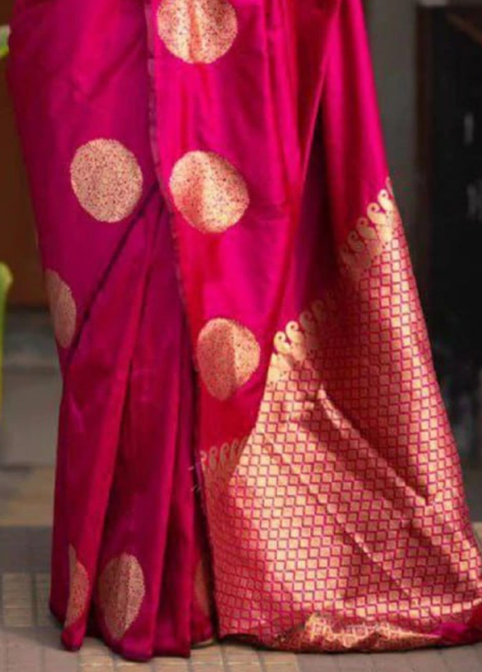 Rani Banarasi Silk Saree With Blouse Piece