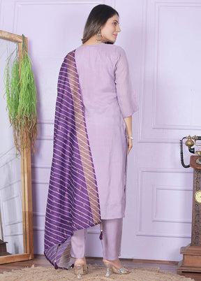 3 Pc Purple Pure Readymade Viscose Suit Set - Indian Silk House Agencies