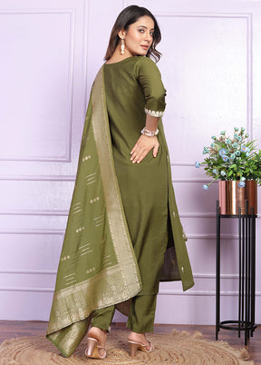 3 Pc Mehendi Readymade Viscose Suit Set