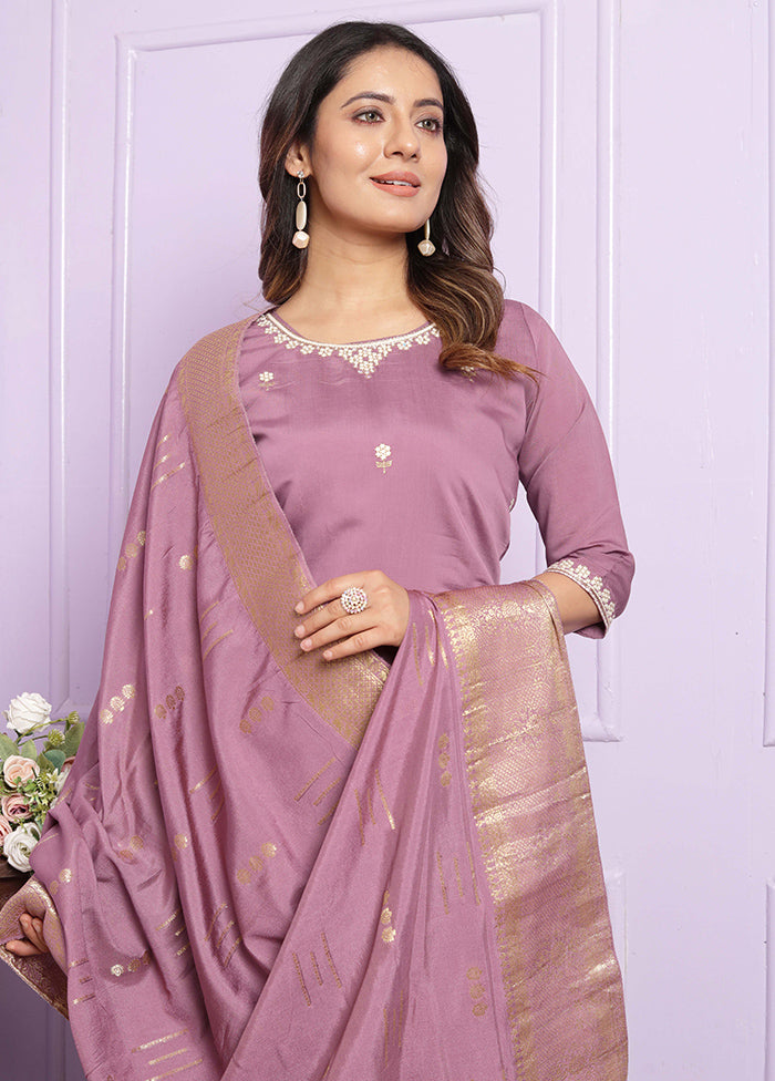 3 Pc Purple Readymade Viscose Suit Set