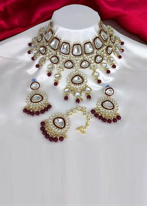 Maroon Alloy Jewellery Set