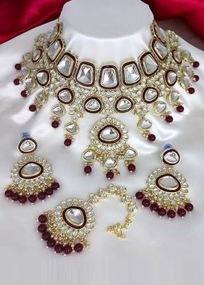 Maroon Alloy Jewellery Set