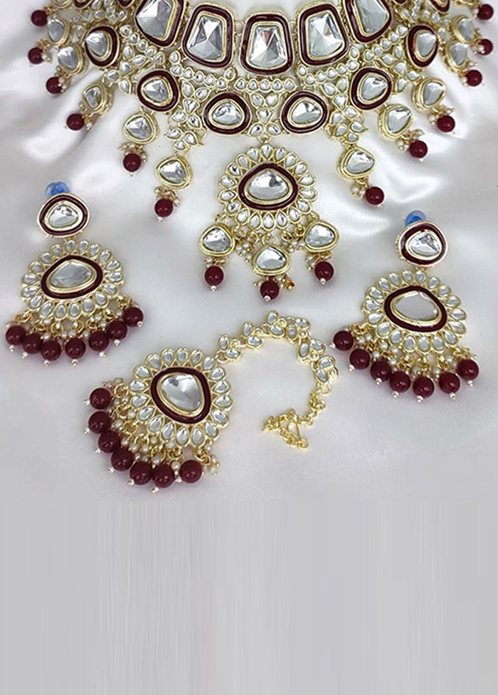 Maroon Alloy Jewellery Set