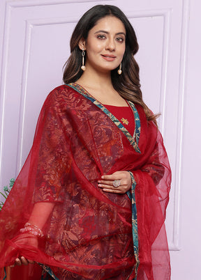 3 Pc Multicolor Readymade Silk Suit Set - Indian Silk House Agencies