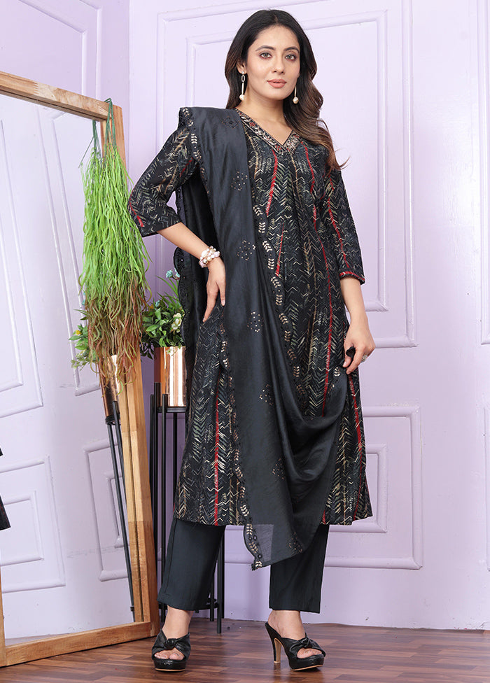 3 Pc Multicolor Readymade Silk Suit Set - Indian Silk House Agencies
