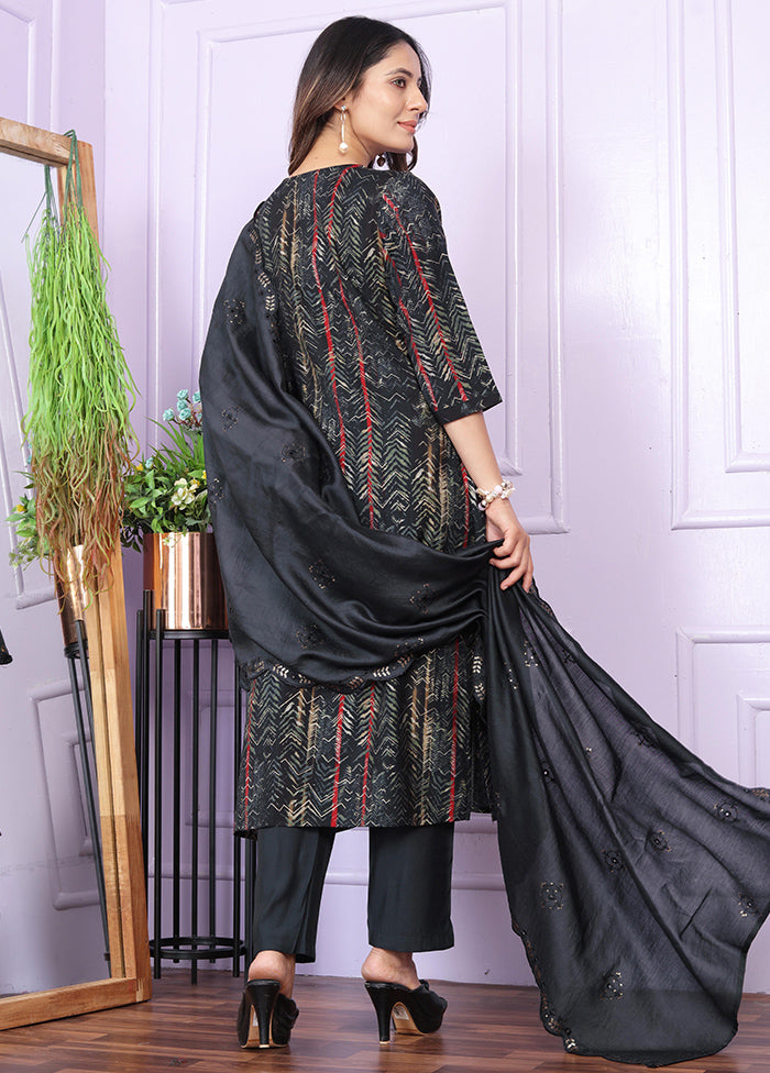 3 Pc Multicolor Readymade Silk Suit Set