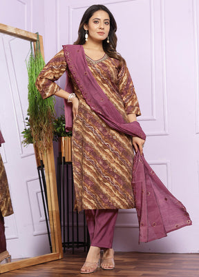 3 Pc Multicolor Readymade Silk Suit Set - Indian Silk House Agencies