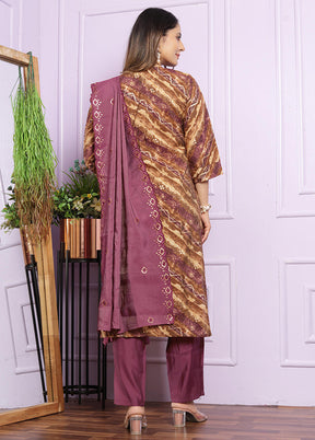3 Pc Multicolor Readymade Silk Suit Set - Indian Silk House Agencies