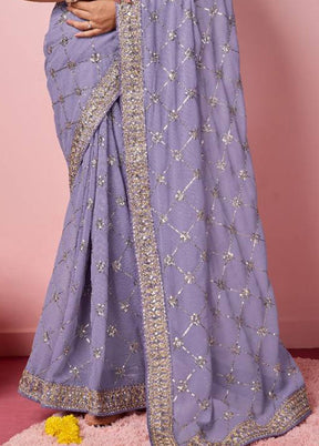 Purple Georgette Saree With Blouse Piece