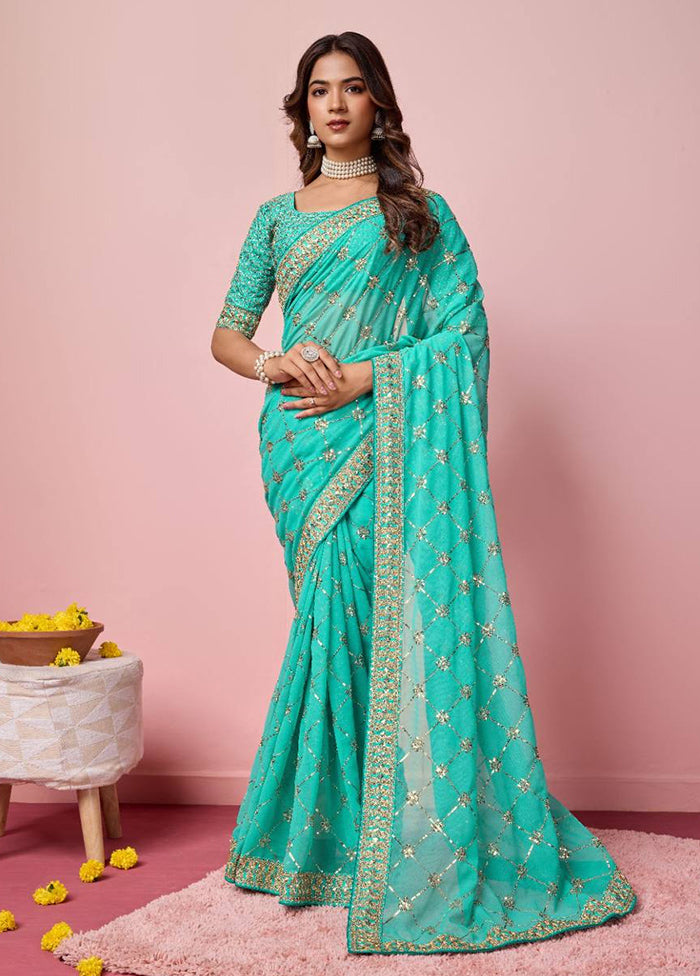 Rama Georgette Saree With Blouse Piece