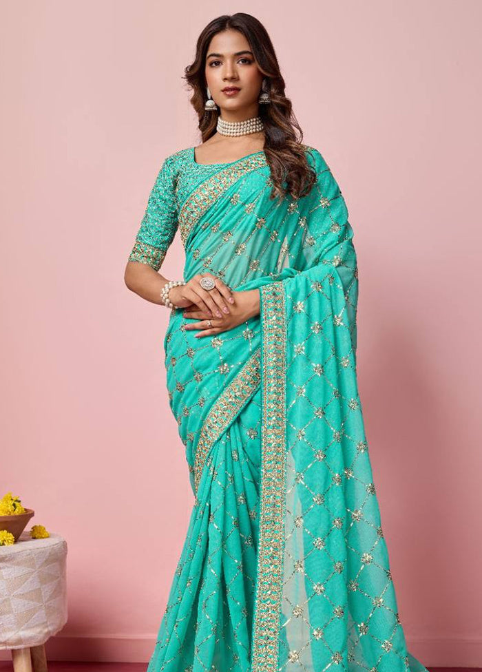 Rama Georgette Saree With Blouse Piece