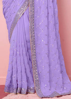 Lavender Georgette Saree With Blouse Piece