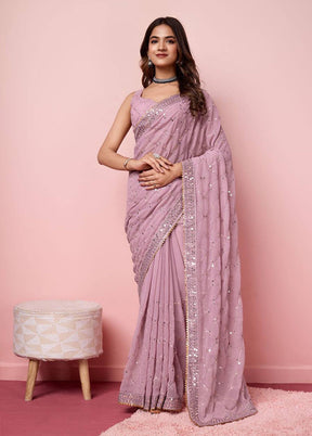 Pink Georgette Saree With Blouse Piece