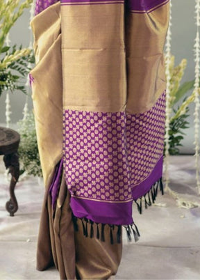 Purple Banarasi Silk Saree With Blouse Piece