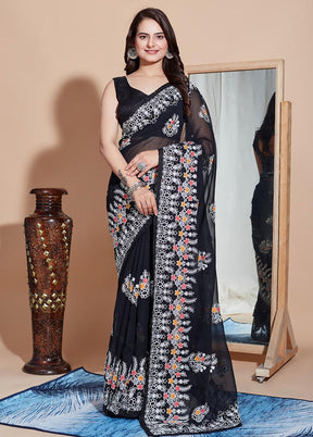 Black Georgette Saree With Blouse Piece