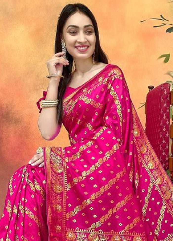 Rani Dupion Silk Saree With Blouse Piece