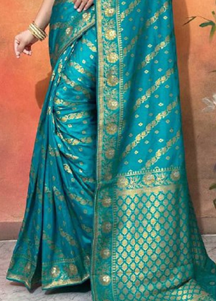 Rama Dupion Silk Saree With Blouse Piece