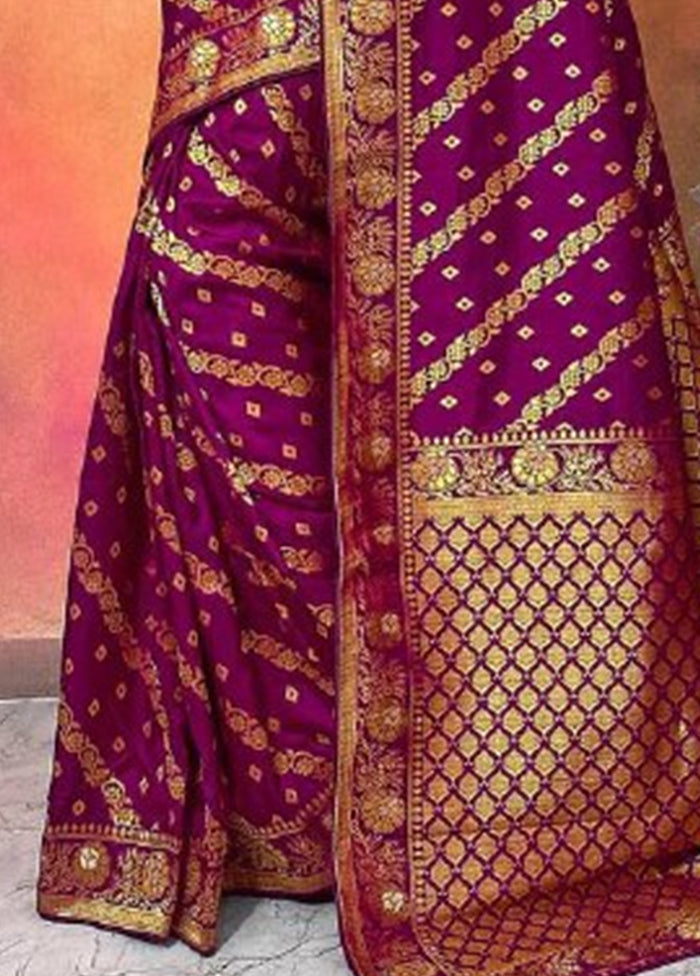 Purple Dupion Silk Saree With Blouse Piece