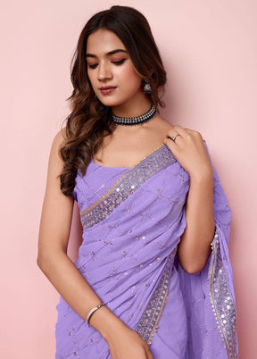 Purple Georgette Saree With Blouse Piece