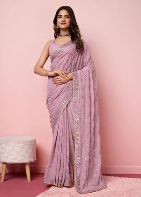 Pink Georgette Saree With Blouse Piece