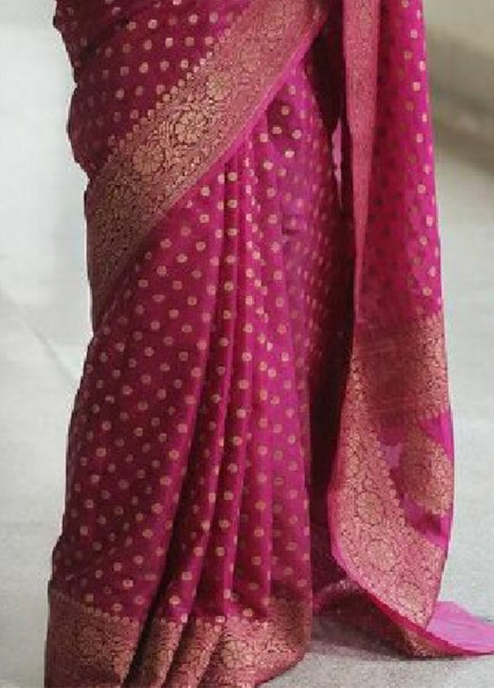 Purple Banarasi Silk Saree With Blouse Piece