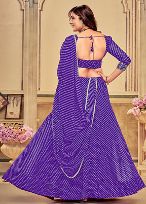 3 Pc Purple Georgette Semi Stitched Lehenga Set