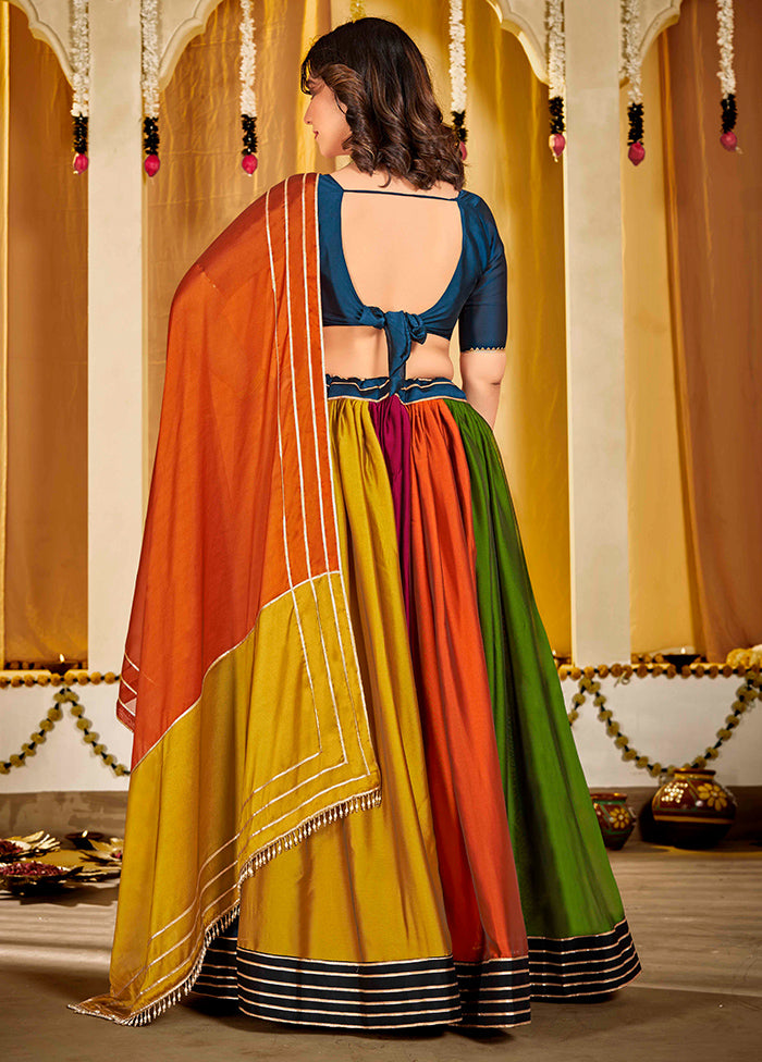 3 Pc Multi Semi Stitched Lehenga Set