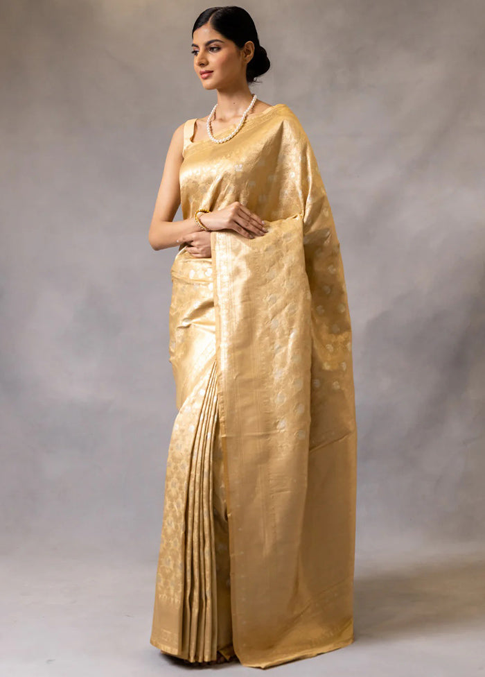 Chiku Banarasi Silk Saree With Blouse Piece