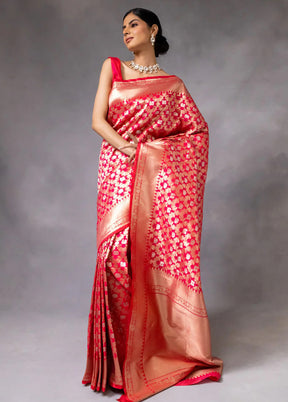 Red Banarasi Silk Saree With Blouse Piece