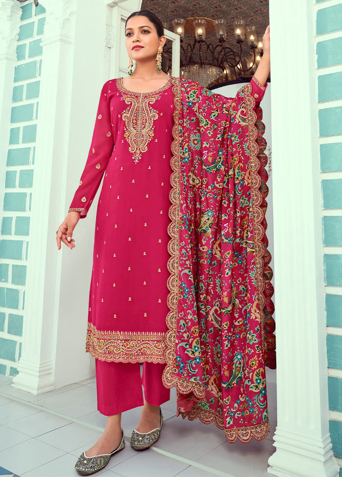 3 Pc Rani Semi Stitched Georgette Suit Set