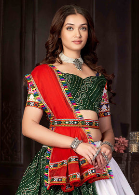 3 Pc Multicolor Silk Semi Stitched Lehenga Set